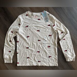 Boys NWT Cat & Jack Cream Long Sleeve Shirt with Red Truck Design Size Medium 8